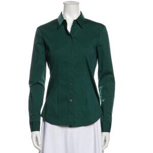 Theory Green Fitted Shirt in Good Cotton (XS or P)